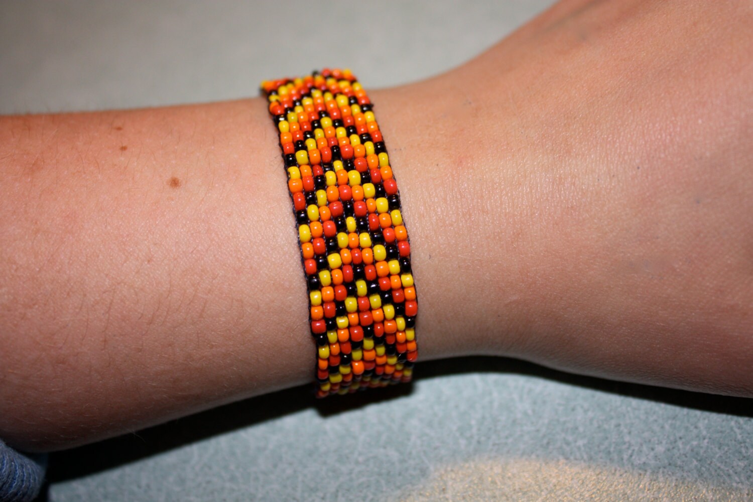 Chevron Pattern Beaded Bracelet by TheVariousBears on Etsy