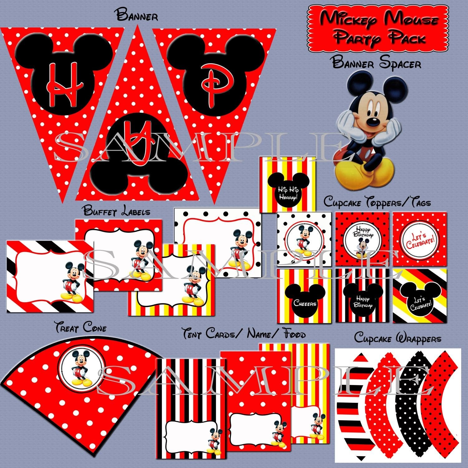 Mickey Mouse Party Package Birthday Instant Download