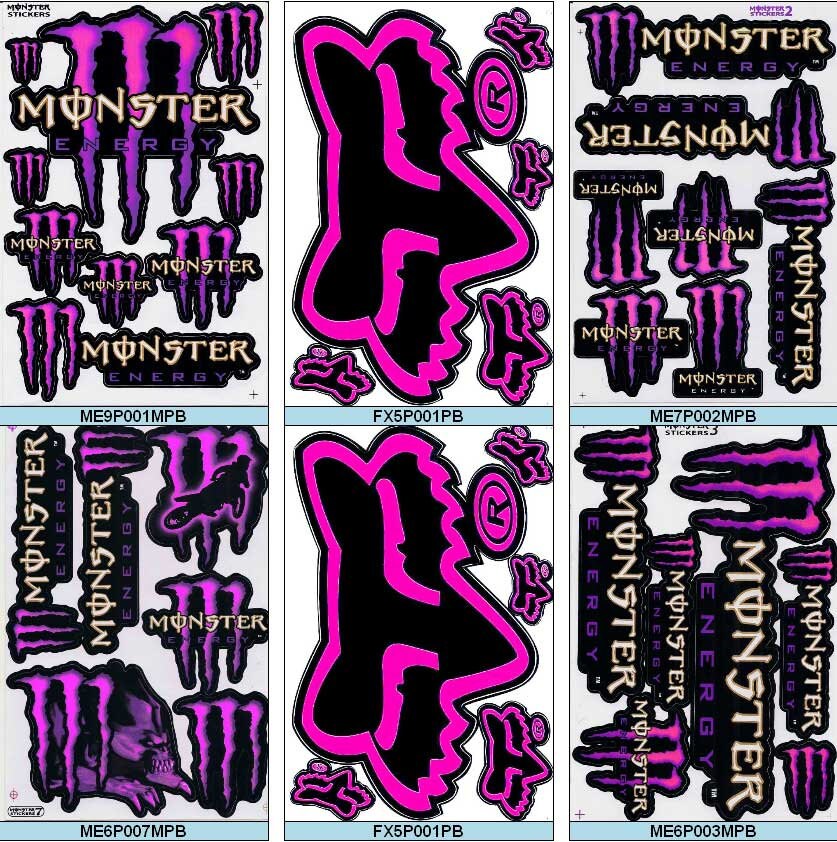 6 SH. Decal Sticker Vinyl Monster Energy Fox Pink by