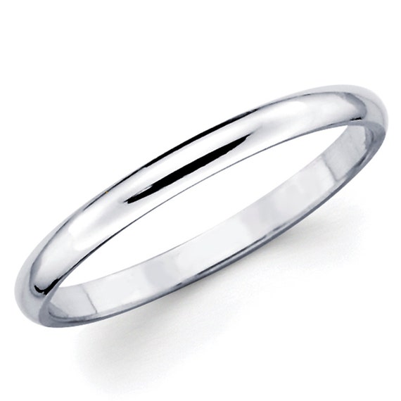 Buy 14K White Gold 2mm Flat Plain Women's Wedding Band ...