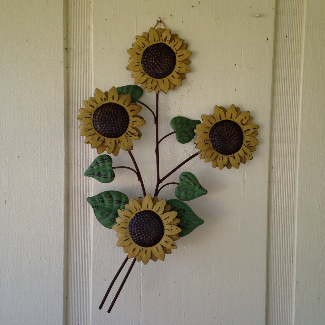 Rustic Sunflower ArtMetal WallHanging Weathered by AntiquedAngel