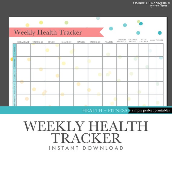 Items similar to Weekly Health Log Printable - Instant Download ...