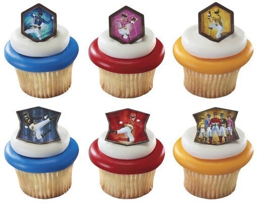 12 Power Ranger Mega Force Cupcake / Cake Topper Rings 12 Power Ranger Mega Force Cupcake / Cake Topper Rings