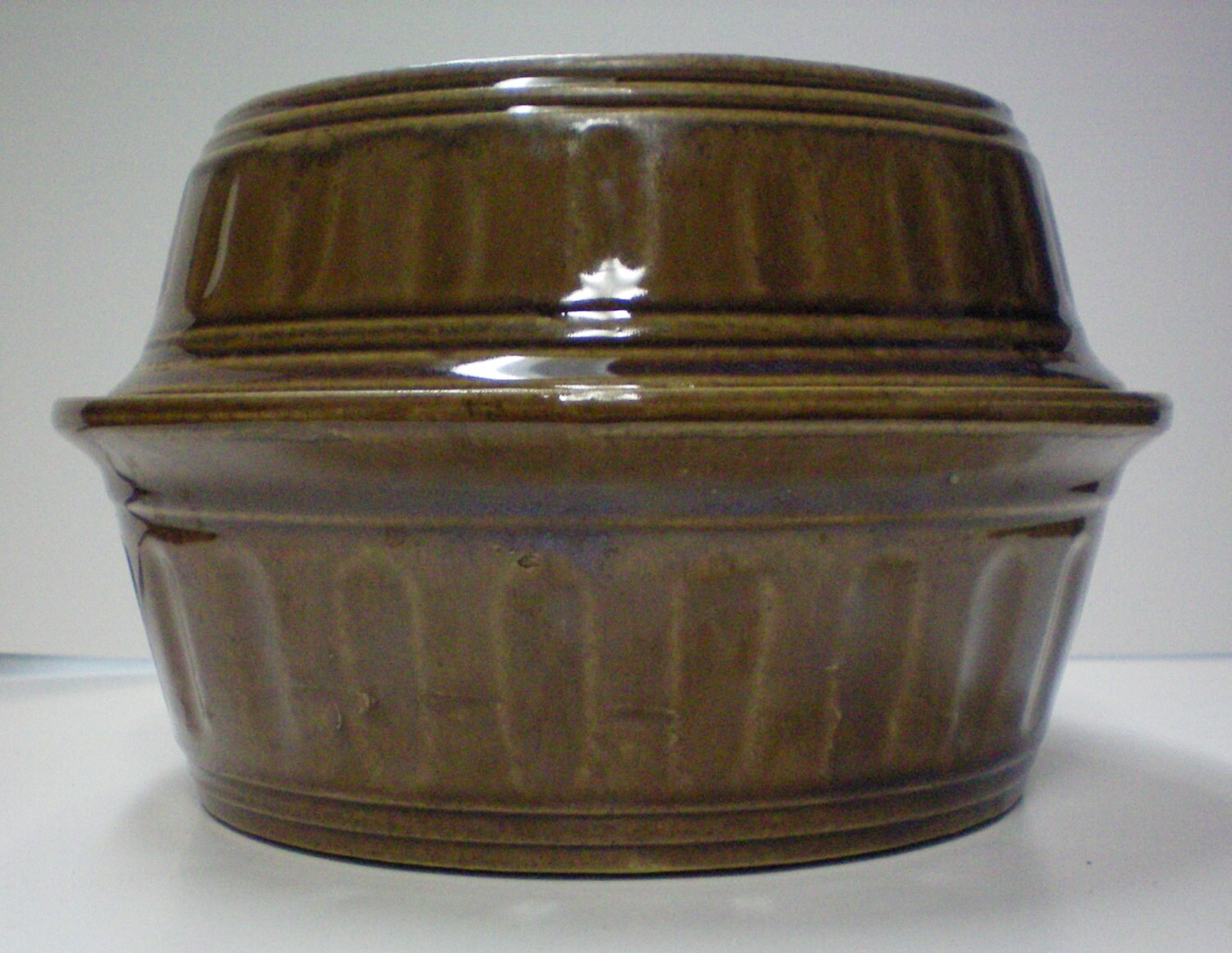 Vintage Stoneware Brown Dutch Oven Casserole by FunkyJunkAntiques