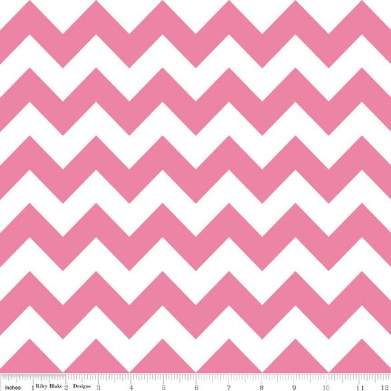 Pink Medium Chevron Riley Blake cotton fabric - 1 yard cut