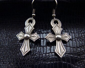 Small Stud Sterling Silver Cross Earrings