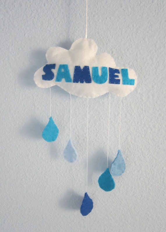 Baby boy cloud mobile for nursery / baby's by CutiecraftsbyAndrea
