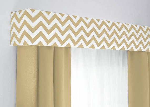 Chevron Cornice Board Khaki-Beige and Natural Valance Window