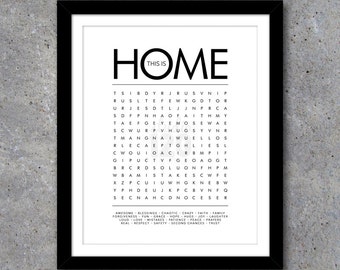 THIS HOME Word Search Modern Wall Art Printable Digital File