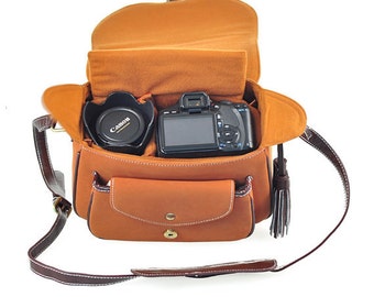 Leather DSLR Camera Bag - Digital SLR Camera Messenger Bag - SLR Camera ...