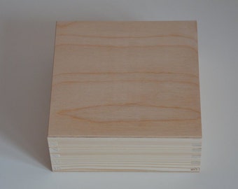 Big unfinished wooden box from natural wood, great for decoupage 6.29 x 6.29 x 2.75inch (16x16x7 cm)