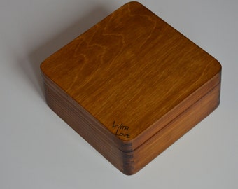 Big wooden box,personalized wooden box,jewelry box,ring box,engagement,gift ideas WITH LOVE 6.29 x 6.29 x 2.75 inch (16x16x7 cm)