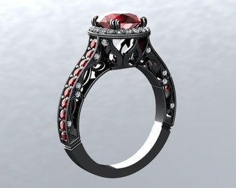 Black Engagement Rings: Black Engagement Rings Ruby Accent