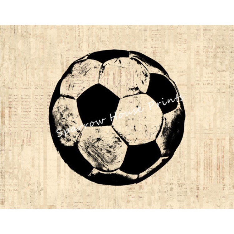 Antique Soccer Ball Artwork Sports Soccer by SparrowHousePrints