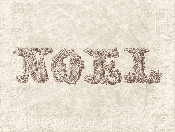 Digital Download Antique Christmas Vintage Noel Christmas Typography Noel Text Word - Transfer Graphic - Vintage Label INSTANT DOWNLOAD