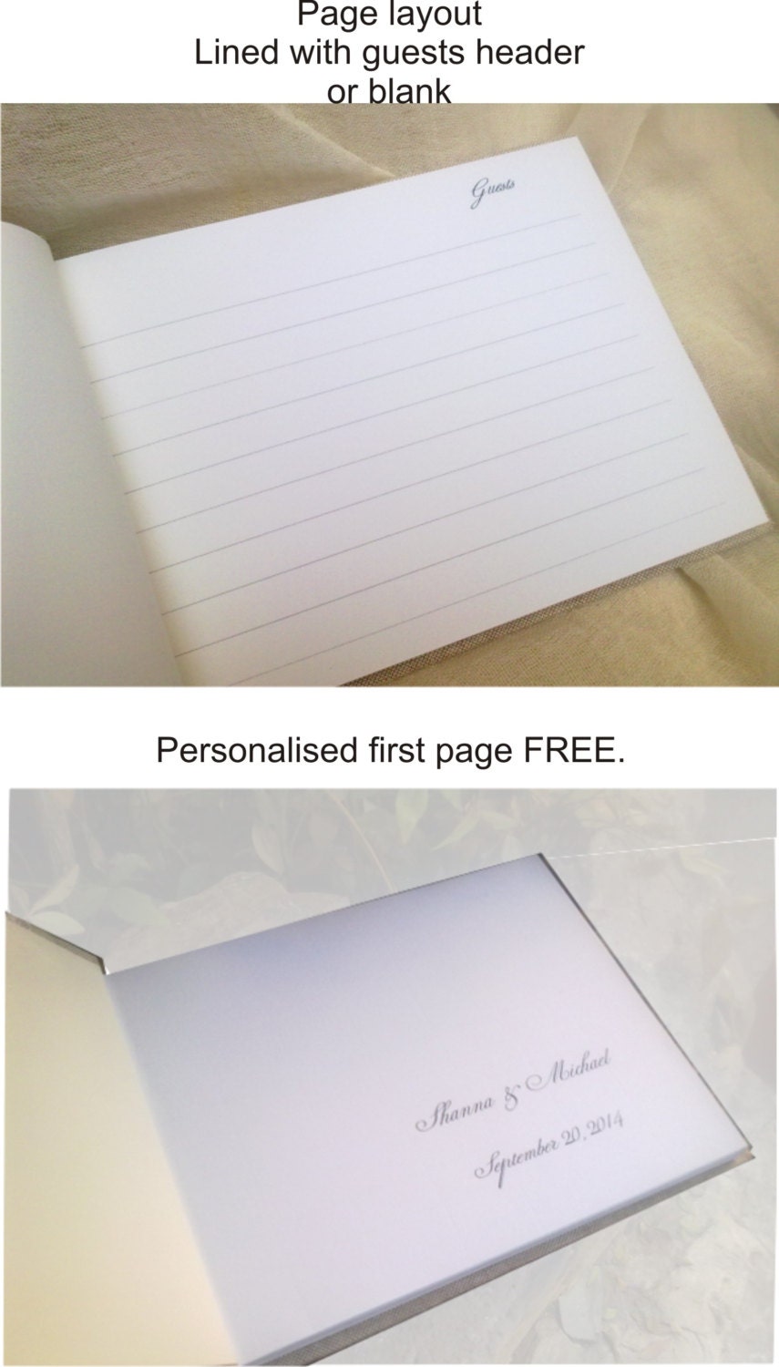 Vintage romantic guestbook Linen fabric and by CraftStories