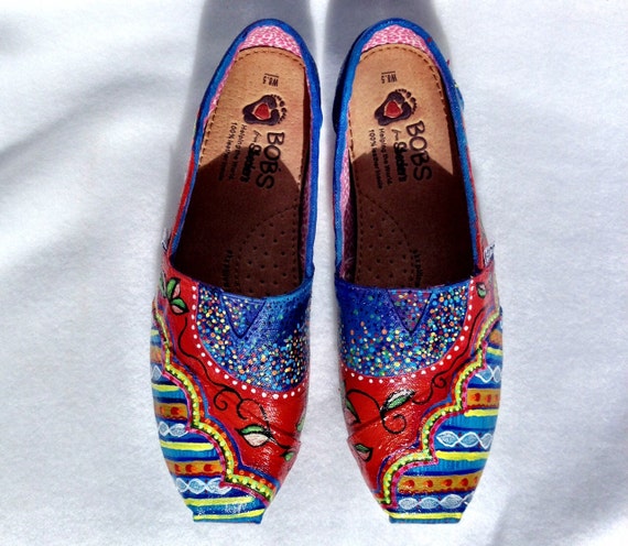 Hand painted Toms handpainted BOBs unique cool shoes