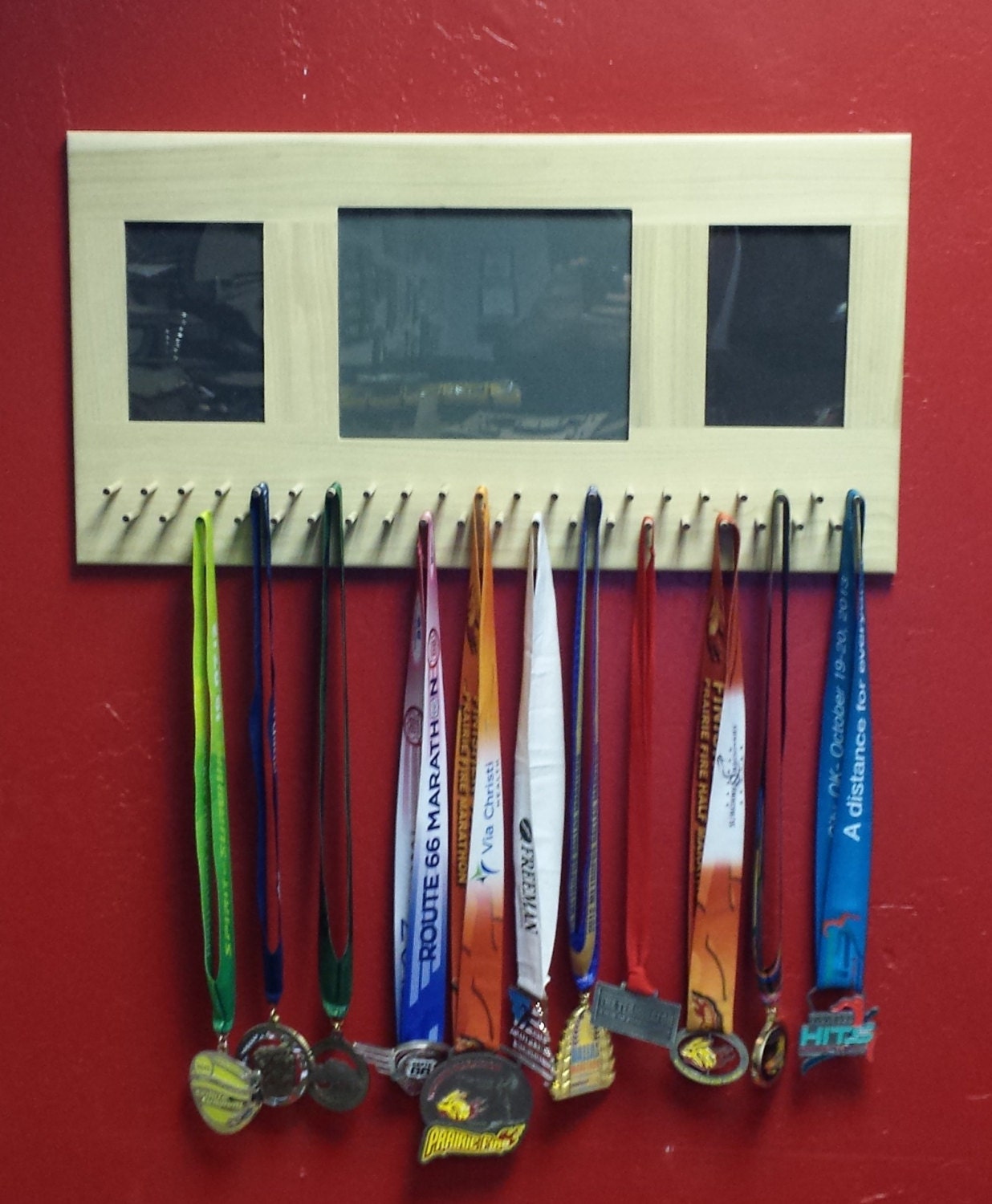 Solid Wood Picture Frame Sports Medal Display Rack by KarlsPlaques