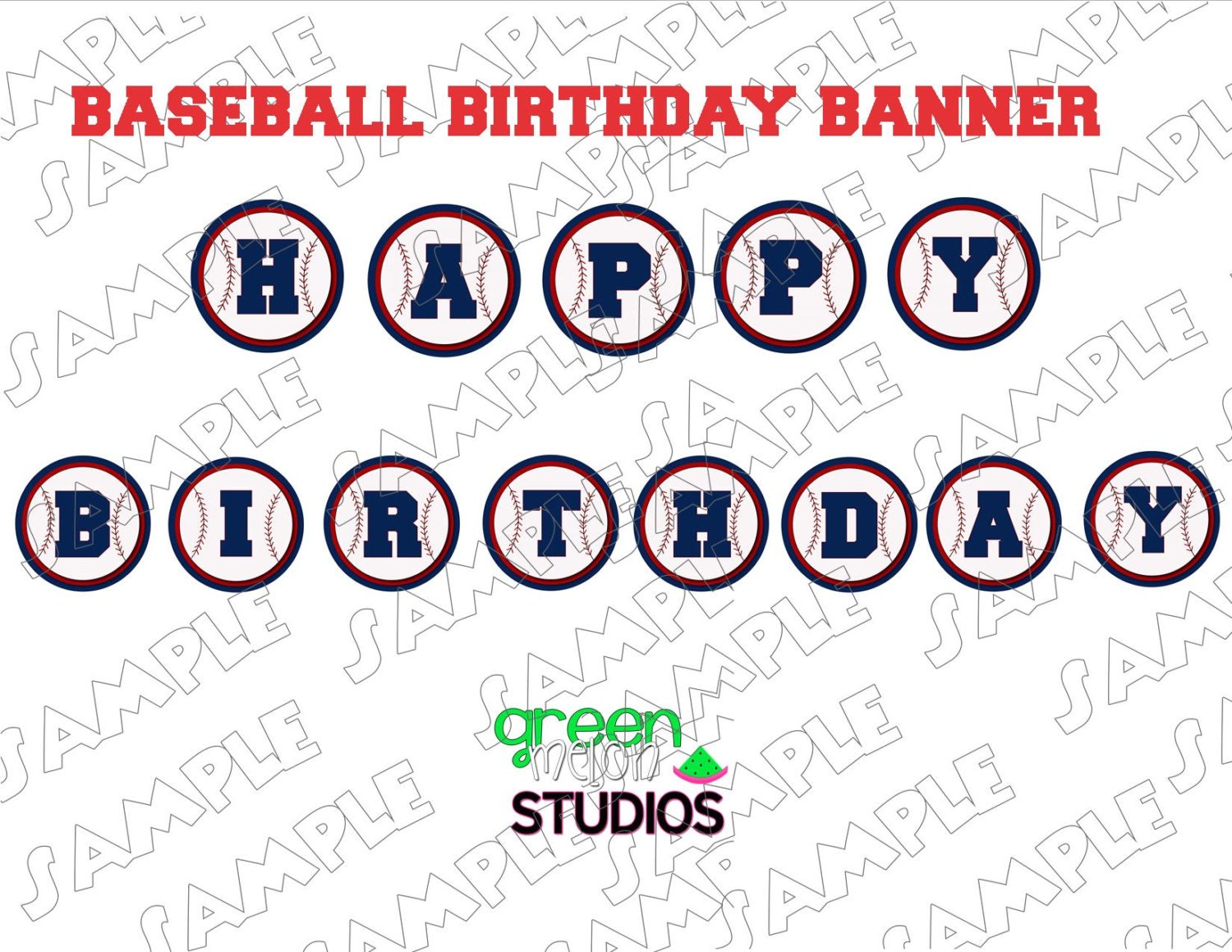 Baseball Banner Happy Birthday Instant Download Uprint By