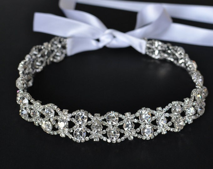 Wedding headpiece, headband, GABRIELLA, Rhinestone Headband, Wedding Headband, Bridal Headband, Bridal Headpiece, Rhinestone