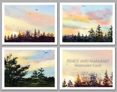 Peace and Harmony -  Set of 6 NOTE CARDS - Watercolor Paintings by Linda Henry (NCWC051)