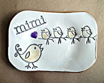 Ceramic MIMI Trinket Dish with 4 birdies