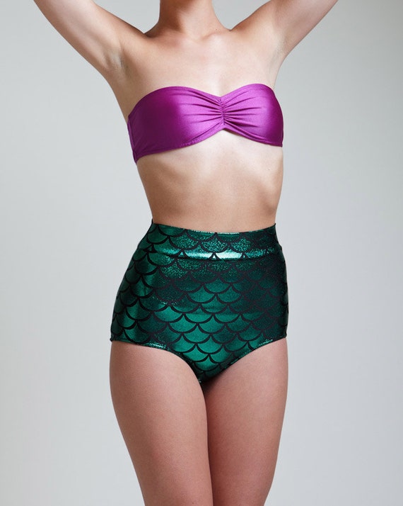 Immediate Shipping Green High Waist Mermaid Bikini Bottom