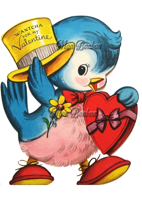 Vintage Blue Bird Valentine Clip Art Image PnG and JpG Image