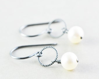 Pearl Earrings, June Birthstone Earrings, White Pearl Earrings