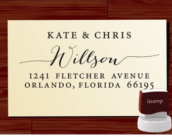 Calligraphy Handwriting Script Custom Return Address Stamp - Personalized SELF INKING Wedding Stationery Stamper - Style 1172J