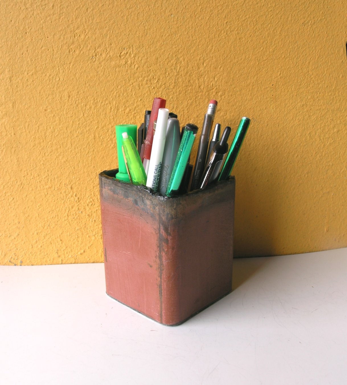 Metal Pencil Holder Office Organizer Industrial Decor