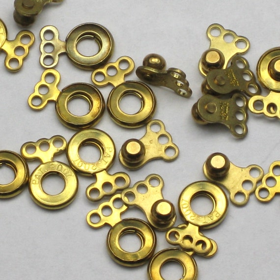 4 Or More Brass Plated Clasps Ball and Socket Snap by nottoto