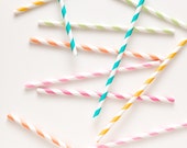 20 Paper Straws - Choose Your Color - With Printable PDF Party Flag