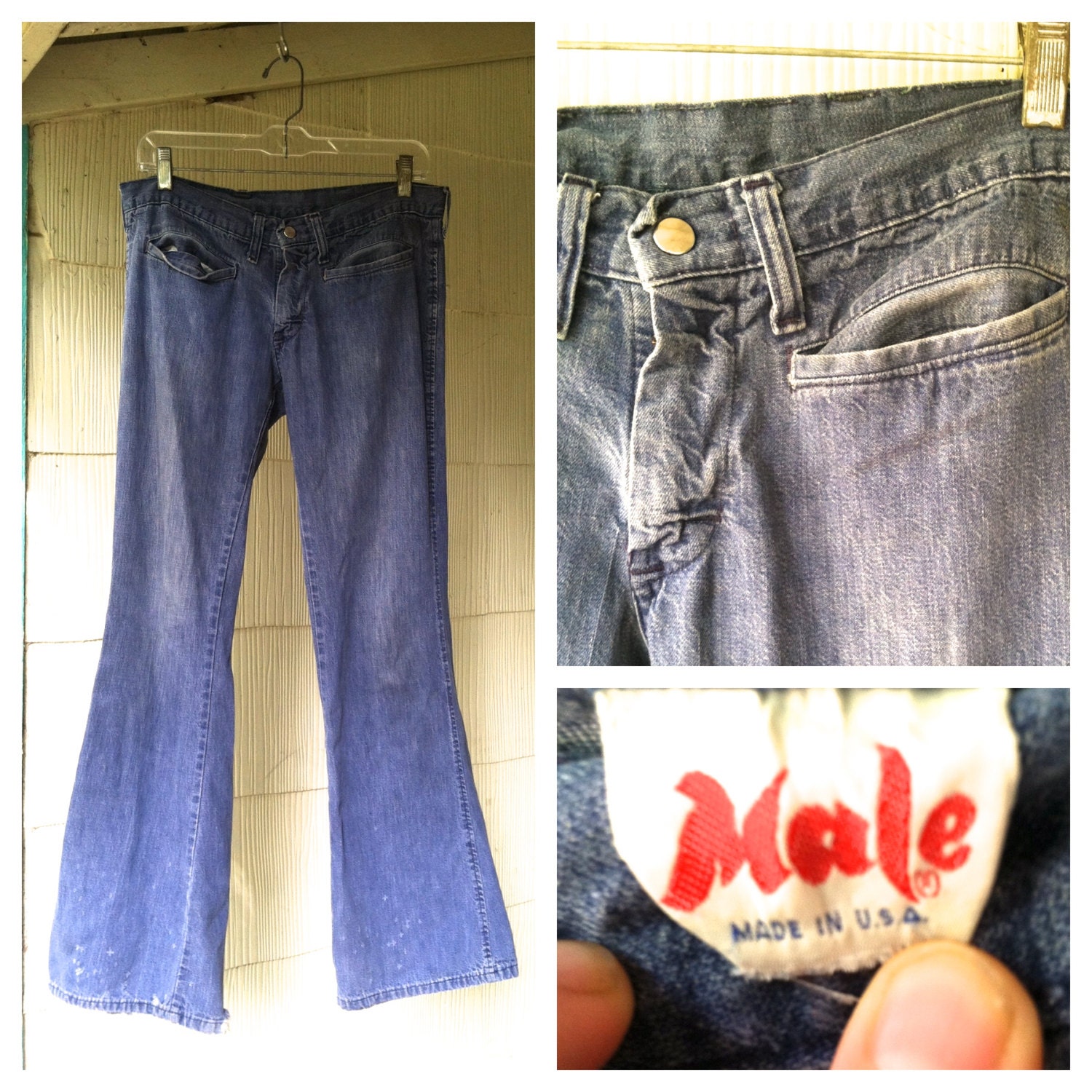 VINTAGE 70s hip hugger denim bell bottom jeans