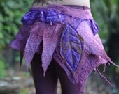 Felt Lace Pixie Pointed Double Layered Leaf And Leather Mini Skirt Tu Tu OOAK