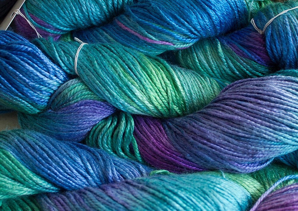 Silk Bamboo Hand painted yarn 225 yds Iris