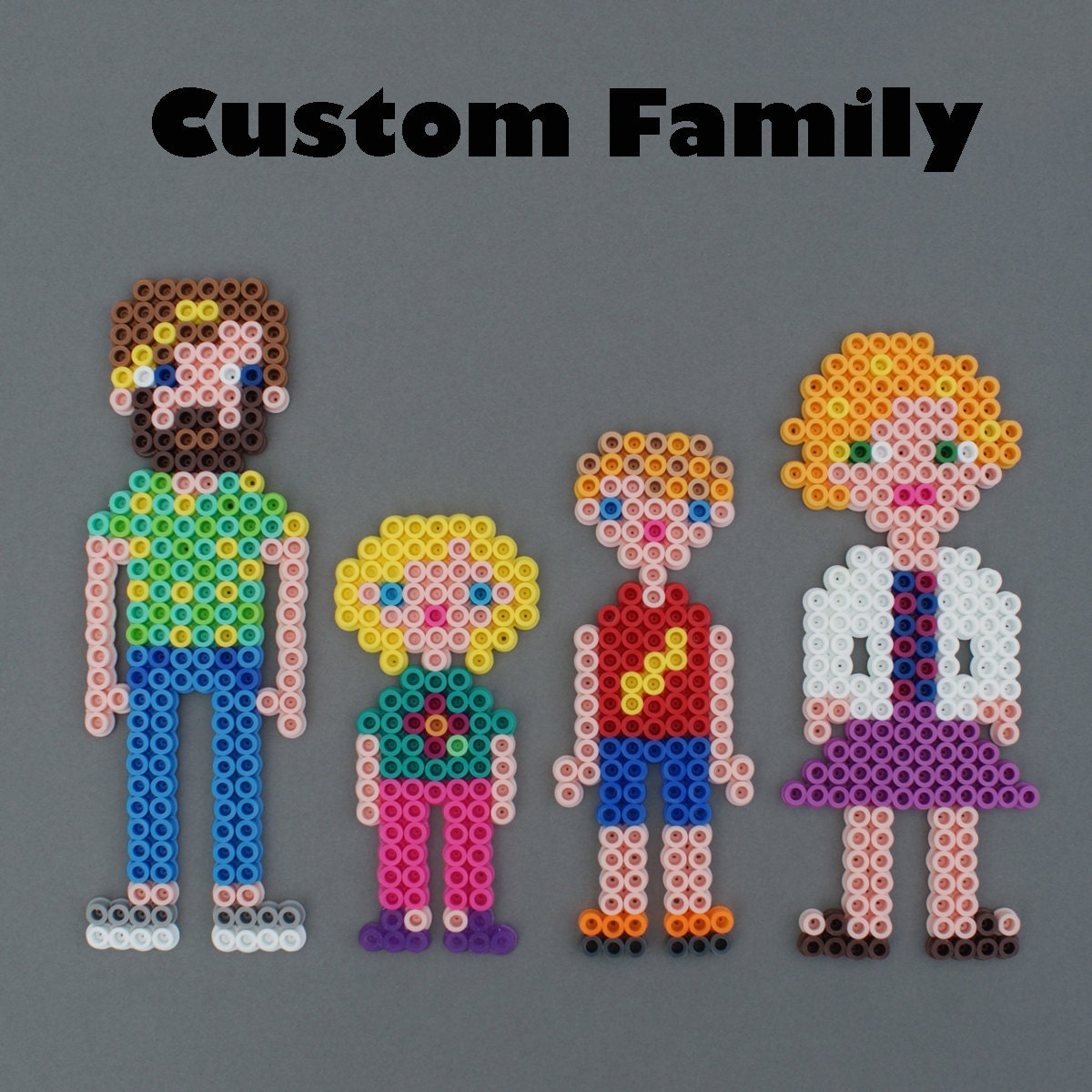 Custom Made Perler Bead Family set to look by HarmonArt2