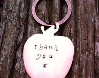 Personalised Teacher Gifts, Thank You For Helping Me Grow Apple Keyring, Teaching Assistant Present, Engraved Apple Accessories, Childminder