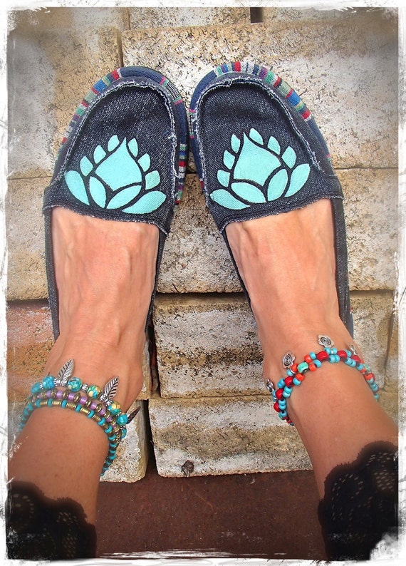 Mint green LOTUS Canvas SHOES Black Denim wash Espadrilles