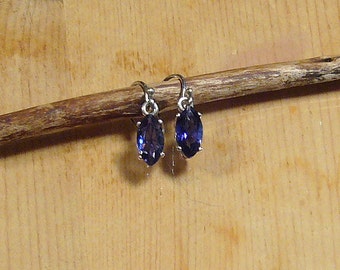 Faceted Blue Iolite Marquis Sterling Silver Earrings
