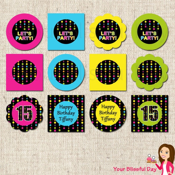 PRINTABLE Personalized Party Dot Strings Party Circles in Bright Colors Il_570xn