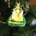 France doll ORNAMENT - green, yellow dress - french doll