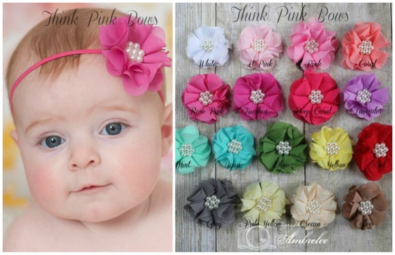 PICK THREE,Baby Headbands,newborn headband,Infant Headband, Toddler Headband, Baby girl Headband, Pink Headband, White Headband, Hair Bows by ThinkPinkBows