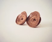 Leather Stud Earrings, Leather Roses, Flower Earrings, Light Brown, Leather Jewelry, Polka Dots