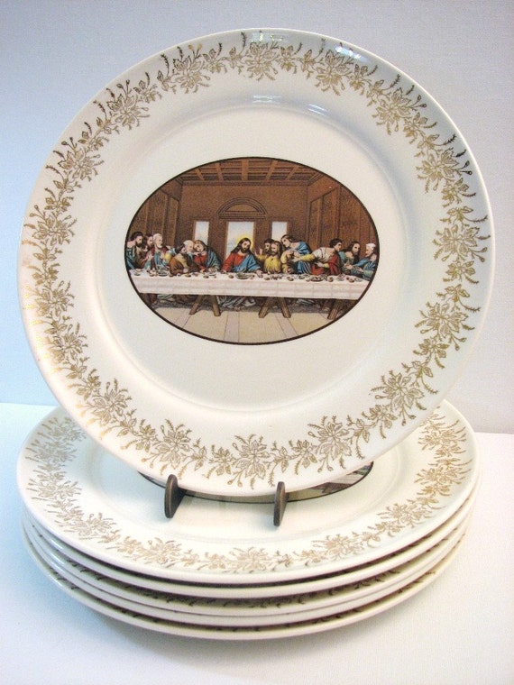 Lord's Supper / Last Supper Dinner Plates with Gold by GRITSGirlz