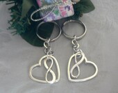 Gift Set 2 Infinite Love Key Chain Infinity Symbol and Open Heart  Charm KeyChain Eternal Love Friendship Couples Gift