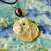 Gold lustre seashell pendant, with purple pearl, artisan bead necklace, ocean inspired jewelry