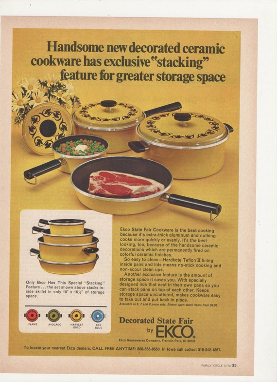1970 Ekco State Fair Cookware Advertisement Harvest Gold 70s