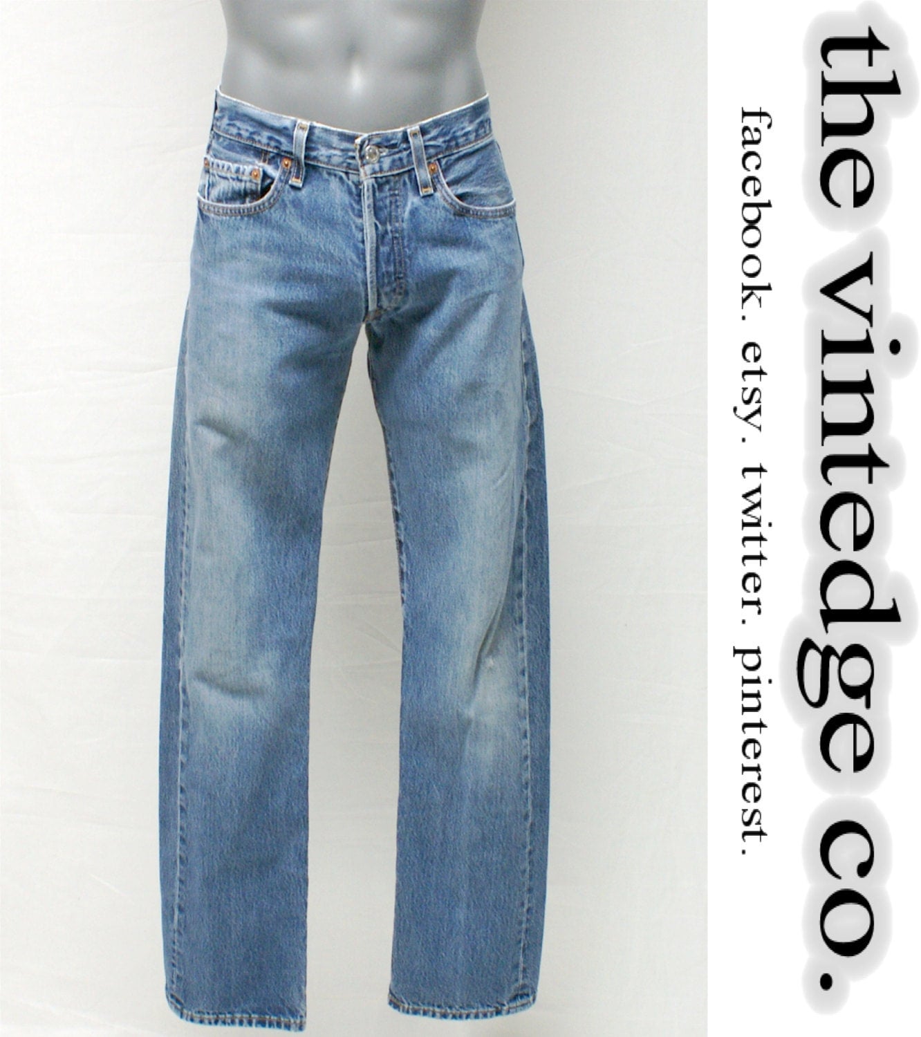 vintage // mens used levis 501 button fly blue bootcut jeans