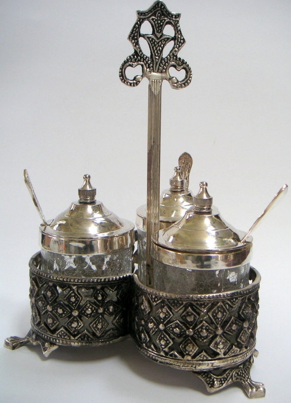 Vintage Cruet Set,Silverplate,Crackle Glass,Tableware,Dinner Table,Housewarming Gift,Wedding Gifts,Christmas Gift